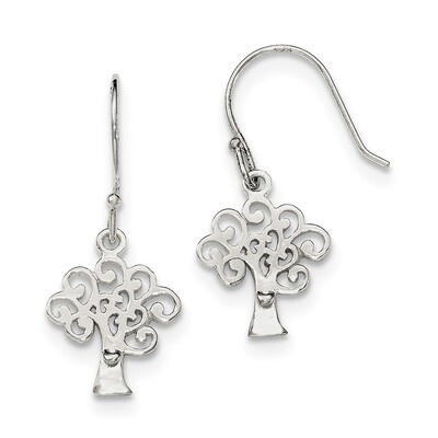 Tree Shepherd Hook Earrings Sterling Silver Polished QE12955, MPN: QE12955, 191101229749