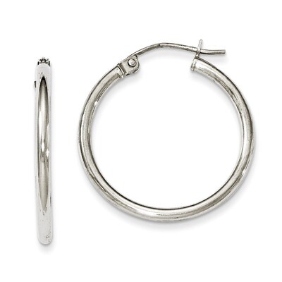 2mm Round Hoop Earrings Sterling Silver Rhodium-plated QE800, MPN: QE800, 883957940847