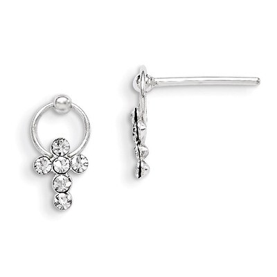 Cross Earrings Sterling Silver Synthetic Diamond QE1623, MPN: QE1623, 883957922263