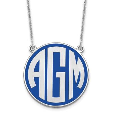 Epoxy Block Letter Circle Monogram Necklace 10k White Gold 10XNA592W, MPN: 10XNA592W,