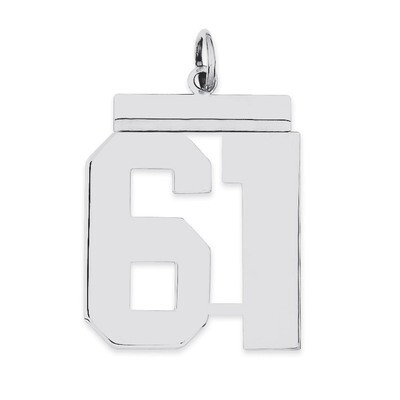 Charm Number 61 Polished Sterling Silver Large QPL61, MPN: QPL61, 191101281112