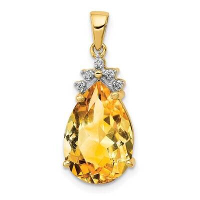 Pear Citrine &amp; Diamond Pendant 14k Gold PM5247-CI-002-YA, MPN: PM5247-CI-002-YA, 883957382784