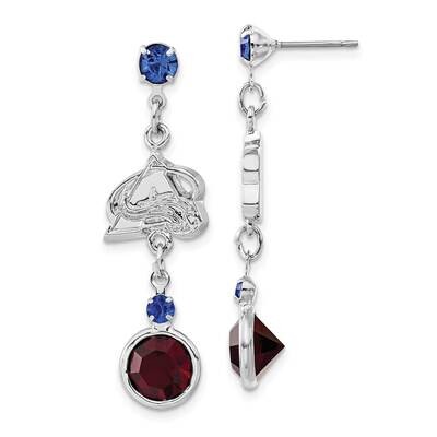 NHL Colorado Avalanche Silver-tone Red &amp; Blue Crystal Dangle Earrings AVA065ER-CR