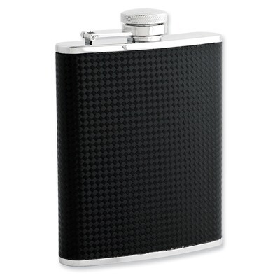 Black Pu Carbon Fiber 6Oz Flask with Funnel GM3803