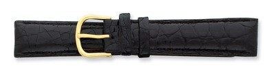 19mm Black Genuine Crocodile Buckle Watch Band 7.5 Inch Gold-tone BA129-19, MPN: BA129-19, 88677414…
