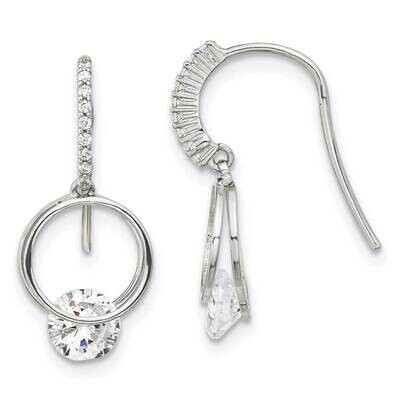 Fancy CZ Diamond Dangle Earrings Sterling Silver Rhodium-Plated QE16217, MPN: QE16217, 196904168776