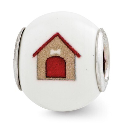 Enameled Dog Theme Bead Sterling Silver QRS2799