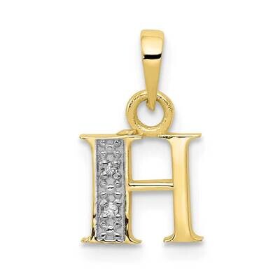 Diamond Initial H Charm 10k Gold and Rhodium 10YC250H, MPN: 10YC250H,