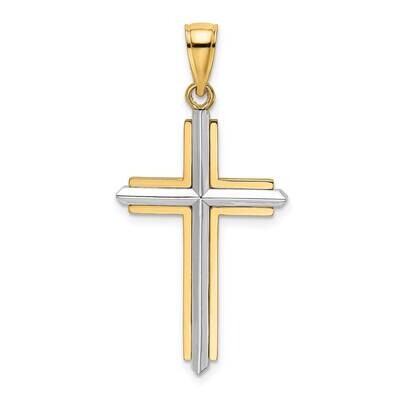 Polished Cross Charm 14k Gold Rhodium K9151, MPN: K9151, 637218055135