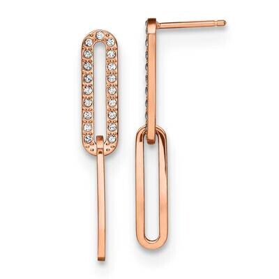 Rose Ip with Swarovski Interlocked Dangle Post Earrings Stainless Steel Polished SRE1438, MPN: SRE1…