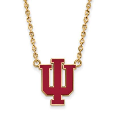 Indiana University Large Enamel Pendant with Chain Necklace Gold-plated Silver GP073IU-18, MPN: GP0…