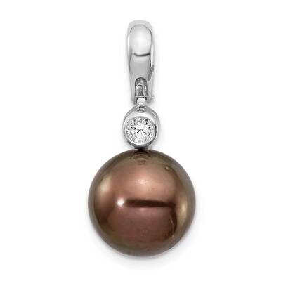 10-11mm Round Saltwater Cultured Tahitian Pearl .07ct Dia. Pendant 14k White Gold XF732, MPN: XF732…