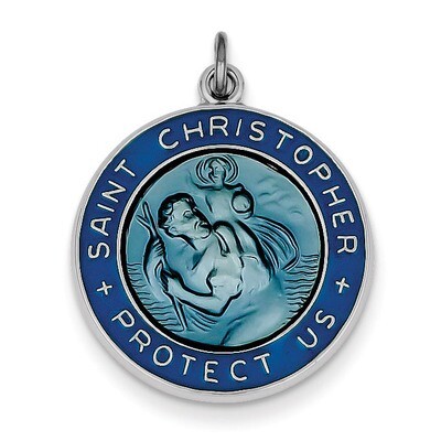 Enameled St. Christopher Medal Sterling Silver QC3530, MPN: QC3530, 886774108148