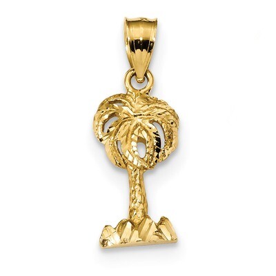 Diamond -cut Palm Tree Pendant 14k Gold Polished K6078, MPN: K6078, 883957223919