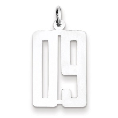 Small Elongated Pol Number with Top Sterling Silver QES09T