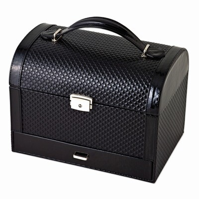 Black Diamond Pattern Patent Polyurethane Jewelry Case GM8278
