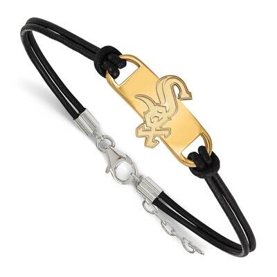 MLB Chicago White Sox Small Center Leather Bracelet Gold-plated Sterling Silver GP021WHI-7, MPN: GP…