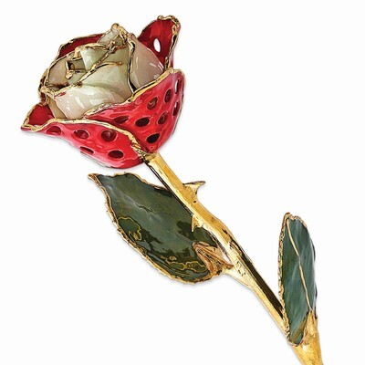 Lacquer Dipped Gold Trim White/Red with Holes Rose GM10614, MPN: GM10614, 810391019402