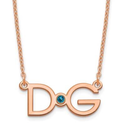Large 2 Initial with Birthstone Necklace Sterling Silver Rose-plated XNA1252RP, MPN: XNA1252RP,