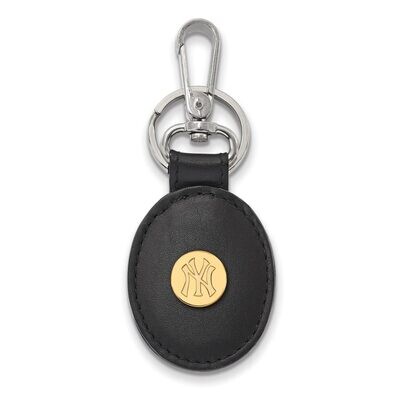 New York Yankees Black Leather Oval Key Chain Gold-plated Silver GP013YAN-K1, MPN: GP013YAN-K1, 886…