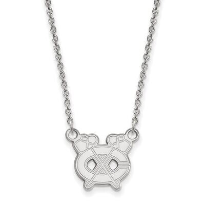 Chicago Blackhawks Small Pendant with Chain Necklace 14k White Gold 4W040BLA-18, MPN: 4W040BLA-18, …