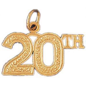 Dazzlers Jewelry 20Th Pendant Necklace Charm Bracelet in Yellow, White or Rose Gold 9687, MPN: DZ-9…