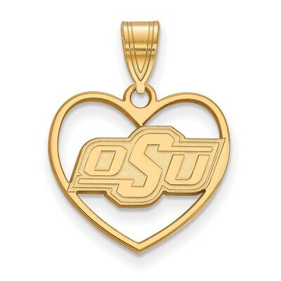 Oklahoma State University Pendant in Heart Gold-plated Silver GP016OKS, MPN: GP016OKS, 886774919850
