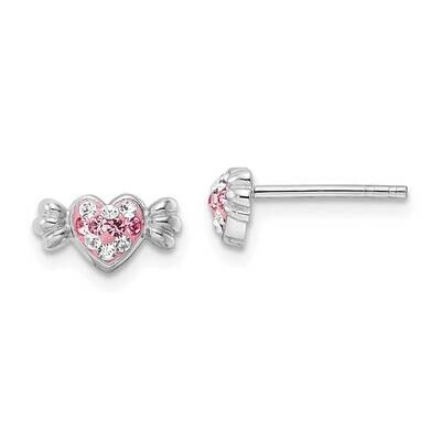 Pink Preciosa Crystal Heart Candy Earrings Sterling Silver Rhodium-plated QE16591, MPN: QE16591, 19…