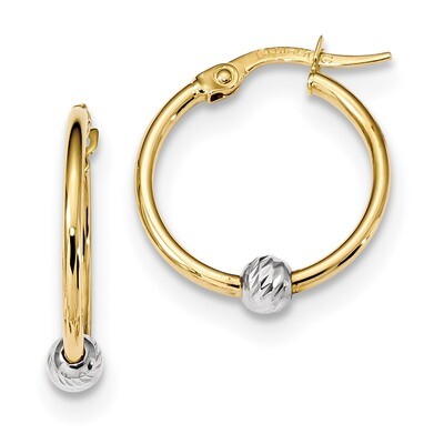Polished &amp; Diamond Cut Hoop Earrings 14k Two-Tone Gold TF1243, MPN: TF1243, 191101057298