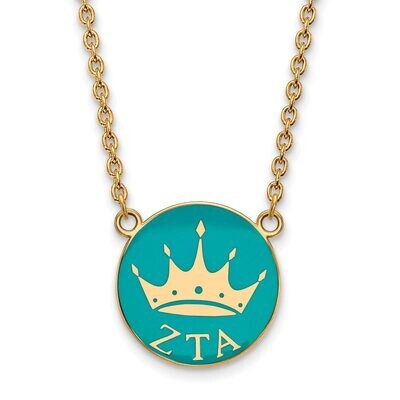 Zeta Tau Alpha Small Enameled Pendant with 18 Inch Chain Gold-plated Silver GP043ZTA-18, MPN: GP043…