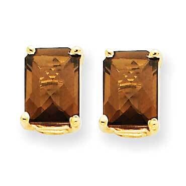 7x5 Octagon Checker-Cut Smoky Quartz Earrings 14k Gold XE66CQ, MPN: XE66CQ, 883957095820
