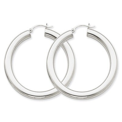 Polished 5mm Lightweight Hoop Earrings 14k White Gold T873L, MPN: T873L, 883957287294