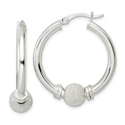 Laser Beaded Circle Hoop Earrings Sterling Silver Polished QE15901, MPN: QE15901, 196904153345