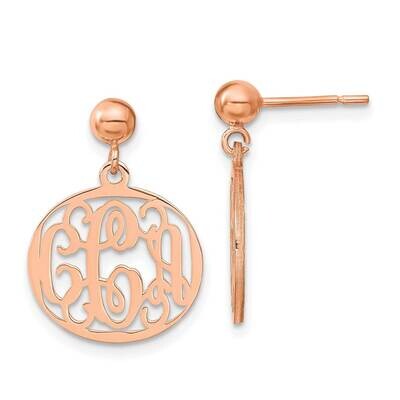 Polished Monogram Post Dangle Earrings Sterling Silver Rose-plated XNE20RP, MPN: XNE20RP,