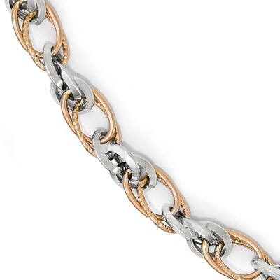 Leslie&#39;s Diamond-cut Bracelet 7.5 Inch 14k Rose and White Gold Polished HB-LF541-7.5, MPN: LF541-7.…