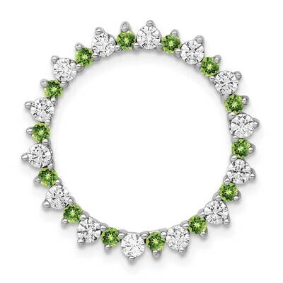.42 Peridot Fancy Circle Chain Slide 14k White Gold Diamond PM3855-PE-062-WA, MPN: PM3855-PE-062-WA,