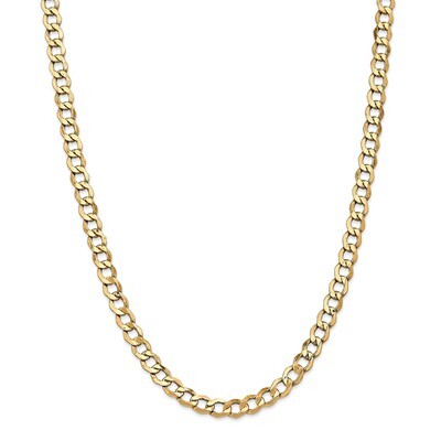 26 Inch 6.5mm Semi-Solid Curb Link Chain 14k Gold BC109-26, MPN: BC109-26, 191101107573