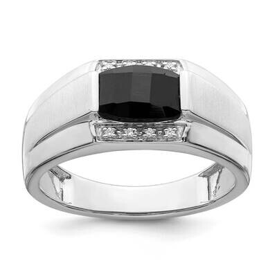 Satin Onyx Diamond Mens Ring 14k White Gold Polished RM8442-OX-004-WA, MPN: RM8442-OX-004-WA, 19690…