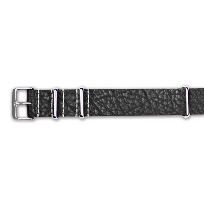 22mm Black Distressed Leather Military Style 1-Piece Watch Band  BA377-22, MPN: BA377-22,