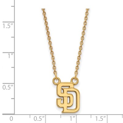 San Diego Padres Small Pendant with Chain Necklace Gold-plated Silver GP008PAD-18, MPN: GP008PAD-18…