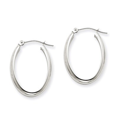 Polished 3.75mm Oval Tube Hoop Earrings 14k White Gold TF115, MPN: TF115, 883957291178