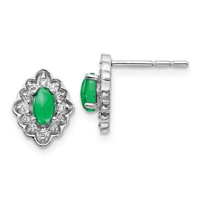 Cabochon Emerald Earrings 14k White Gold Diamond EM4033-EM-020-WA, MPN: EM4033-EM-020-WA, 191101837…