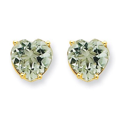 8mm Heart Green Quartz Earring 14k Gold XE100CG, MPN: XE100CG, 883957088822