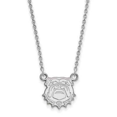 University of Georgia Small Pendant with Chain Necklace 10k White Gold 1W073UGA-18, MPN: 1W073UGA-1…