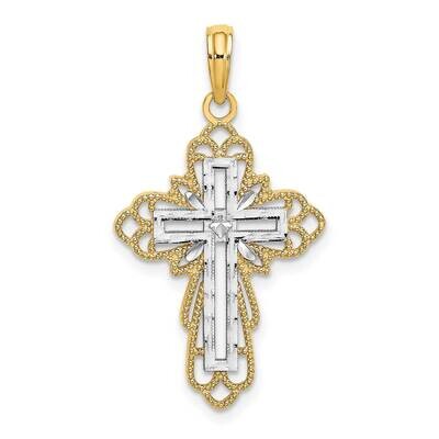Lace Trim Cross Charm 14k Gold Rhodium K9259, MPN: K9259, 637218150038