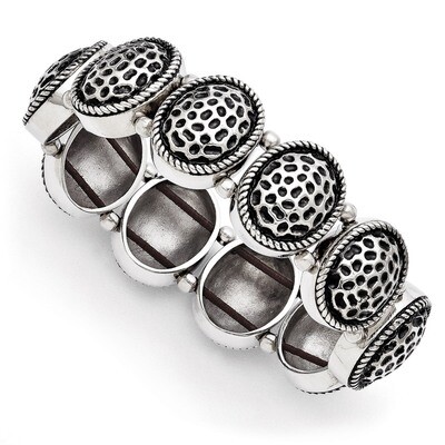Oval Antiqued Stretch Bracelet - Stainless Steel SRB1225 by Chisel, MPN: SRB1225, 886774263069