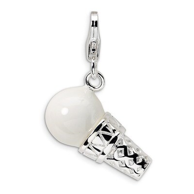 3-D Enameled Ice Cream Cone Charm Sterling Silver QCC362 by Amore La Vita, MPN: QCC362, 883957333199