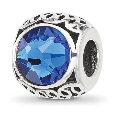 Antiqued Blue Swarovski Crystal Bead Sterling Silver QRS4367, MPN: QRS4367,