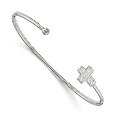 Preciosa Crystal Cross Cuff Bangle Stainless Steel Polished SRB1859 by Chisel, MPN: SRB1859, 191101…