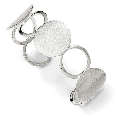 Textured Circles Bangle Sterling Silver Polished QB1018, MPN: QB1018, 191101271403
